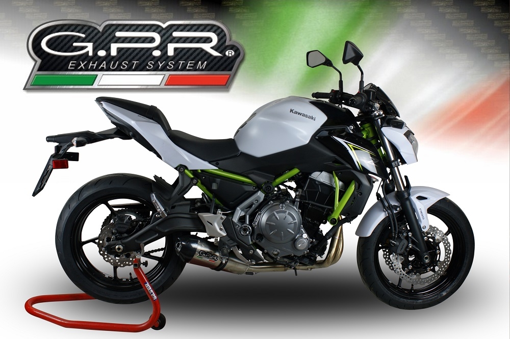 GPR pot echappement compatible avec  Kawasaki Z 650 2023-2024, GP Evo4 Titanium, Silencieux homologué pour bruit, échappement complet avec catalyseur et db killer 