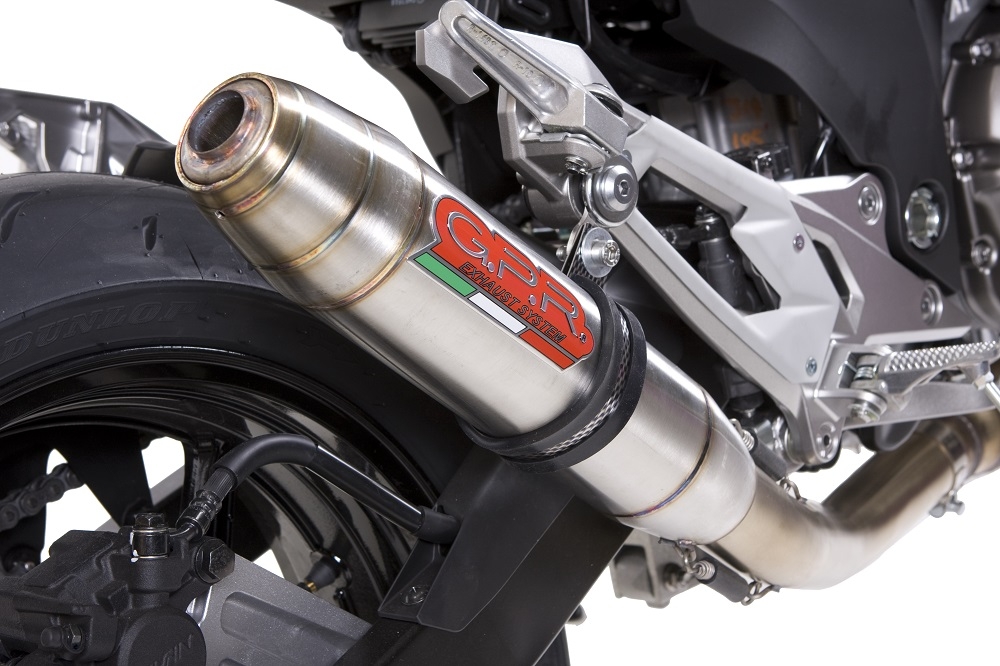 GPR pot echappement compatible avec  Kawasaki Z 800 2009-2016, Deeptone Inox, Échappement légal, homologué,silencieux avec db killer amovible et tuyau de liaison spécifique 