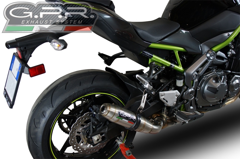 GPR pot echappement compatible avec  Kawasaki Z 900 E 2017-2020, Deeptone Inox, Échappement légal, homologué,silencieux avec db killer amovible et tuyau de liaison spécifique 