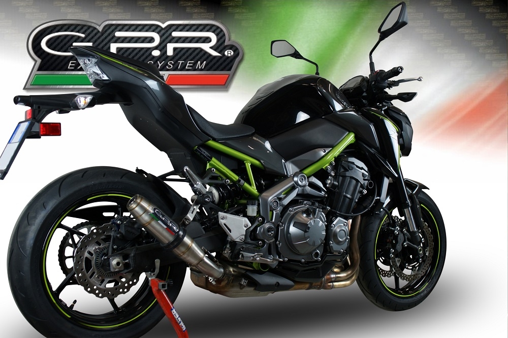 GPR pot echappement compatible avec  Kawasaki Z 900 E 2017-2020, Deeptone Inox, Échappement légal, homologué,silencieux avec db killer amovible et tuyau de liaison spécifique 