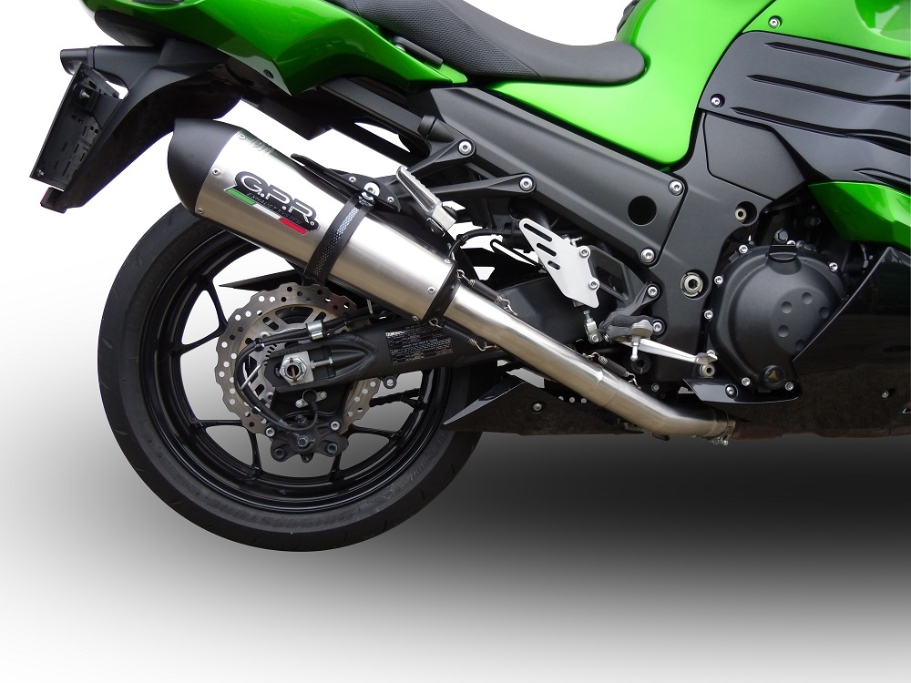 GPR pot echappement compatible avec  Kawasaki Zzr 1400 2017-2022, Gpe Ann. titanium, Double pot échappement racing, avec les tuyaux de liaison, article sans homologation 