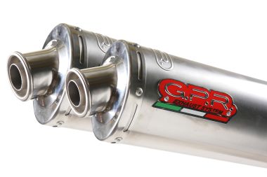 GPR pot echappement compatible avec  Honda Fmx 650 2005-2008, Inox Tondo, Paire de pot d'échappement homologuées, livrées avec db killer amovible, catalyseurs et raccords spécifiques 