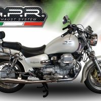 GPR pot echappement compatible avec  Moto Guzzi California 1100 Special-Stone-Sport-Ev-Alu 1997-2005, Vintacone, Paire de pot d'échappement homologuées, livrées avec db killer amovible, catalyseurs et raccords spécifiques 