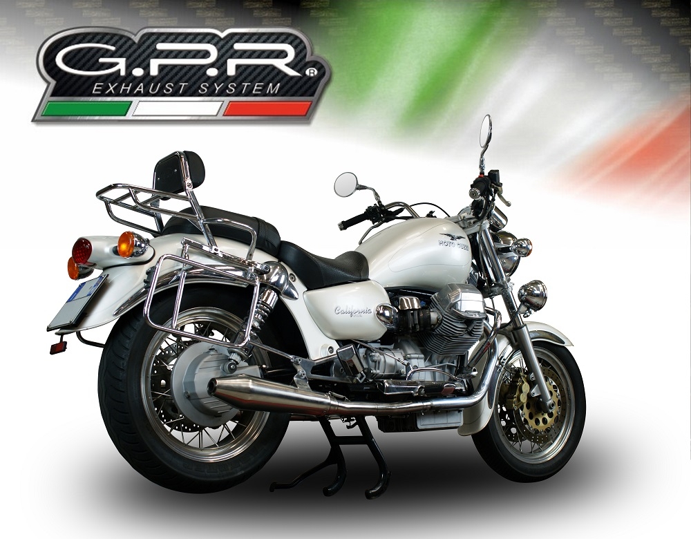 GPR pot echappement compatible avec  Moto Guzzi California 1100 Special-Stone-Sport-Ev-Alu 1997-2005, Vintacone, Paire de pot d'échappement homologuées, livrées avec db killer amovible, catalyseurs et raccords spécifiques 