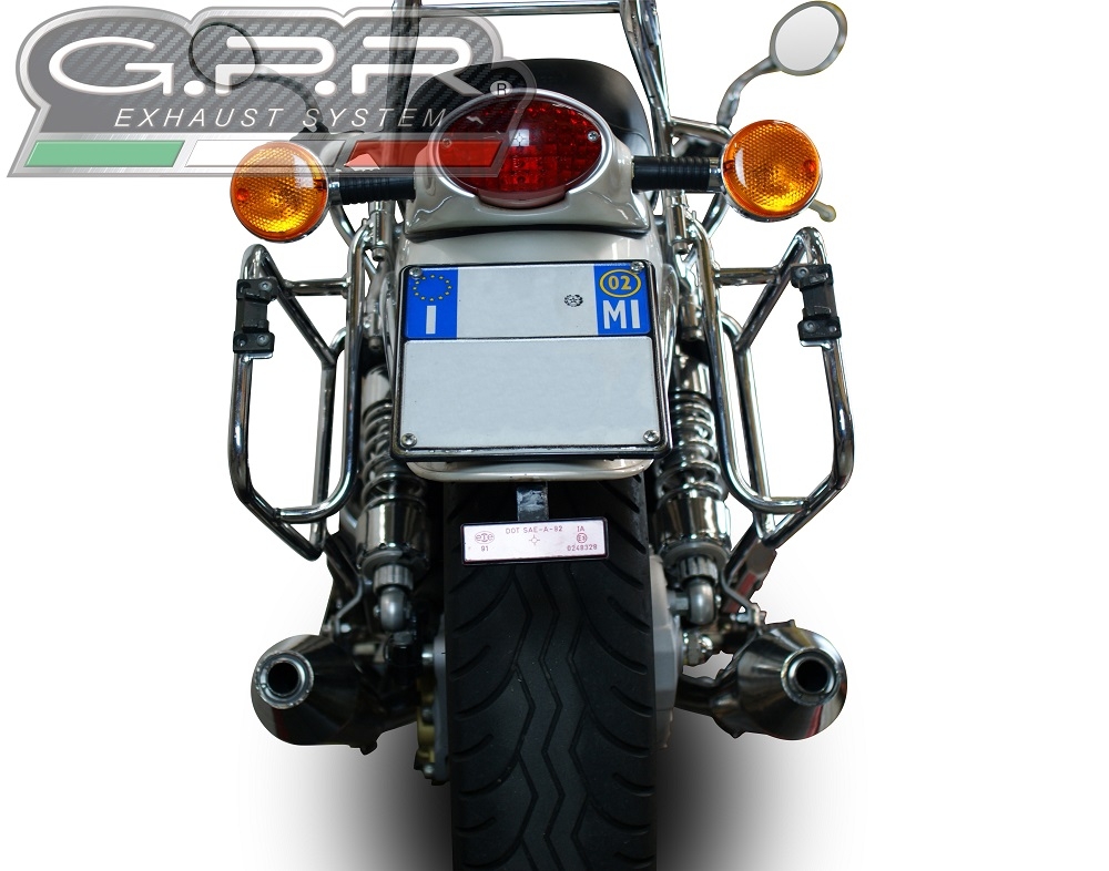 GPR pot echappement compatible avec  Moto Guzzi California 1100 Special-Stone-Sport-Ev-Alu 1997-2005, Vintacone, Paire de pot d'échappement homologuées, livrées avec db killer amovible, catalyseurs et raccords spécifiques 