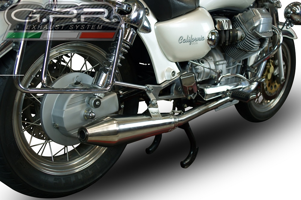 GPR pot echappement compatible avec  Moto Guzzi California 1100 Special-Stone-Sport-Ev-Alu 1997-2005, Vintacone, Paire de pot d'échappement homologuées, livrées avec db killer amovible, catalyseurs et raccords spécifiques 