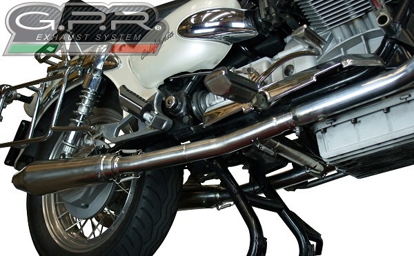 GPR pot echappement compatible avec  Moto Guzzi California 1100 Special-Stone-Sport-Ev-Alu 1997-2005, Vintacone, Paire de pot d'échappement homologuées, livrées avec db killer amovible, catalyseurs et raccords spécifiques 