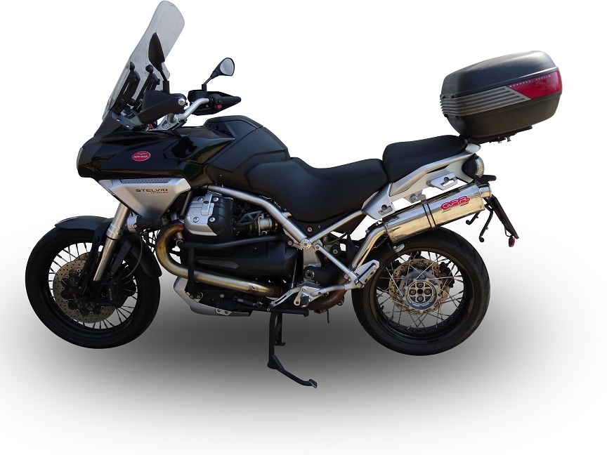 GPR pot echappement compatible avec  Moto Guzzi Stelvio 1200 8V  2011-2017, Trioval, Pot Échappement slip-on homologué, légal, avec db killer amovible, tuyau de liaison et catalyseur 