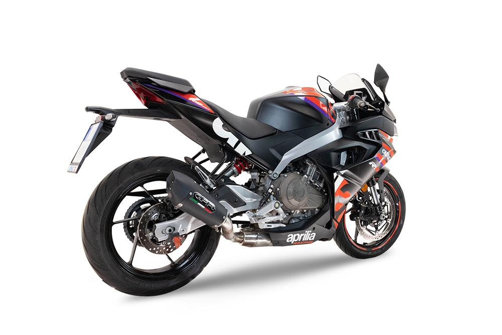 GPR pot echappement compatible avec  Aprilia RS 457 2024-2025, GP Evo4 Black Titanium, Homologué et légal, système d'échappement complet avec catalyseur et db killer amovible 