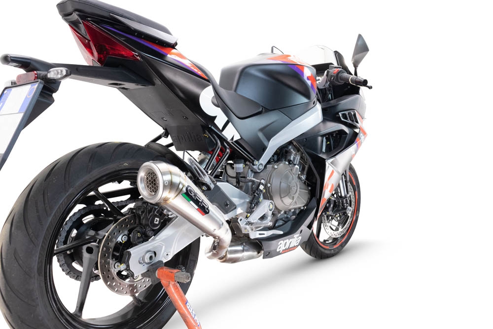 GPR pot echappement compatible avec  Aprilia RS 457 2024-2025, Powercone Evo, Homologué et légal, système d'échappement complet avec catalyseur et db killer amovible 