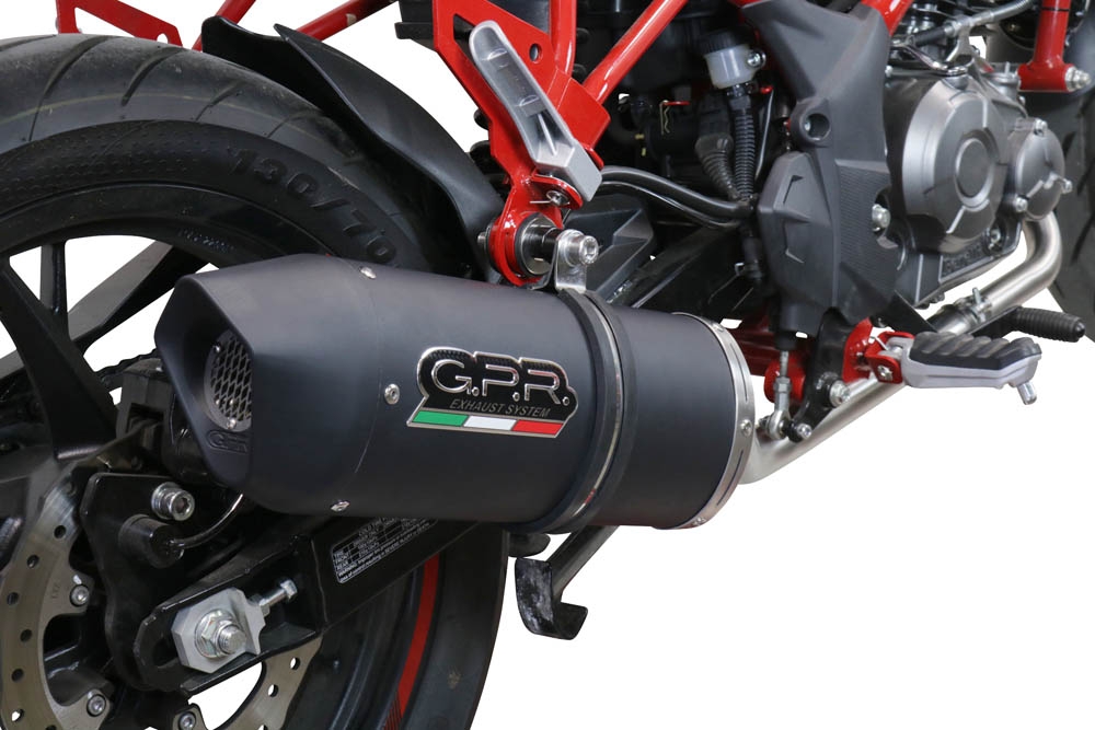 GPR pot echappement compatible avec  Benelli Bn 125 2018-2020, Furore Evo4 Nero, Homologué et légal, système d'échappement complet avec catalyseur et db killer amovible 