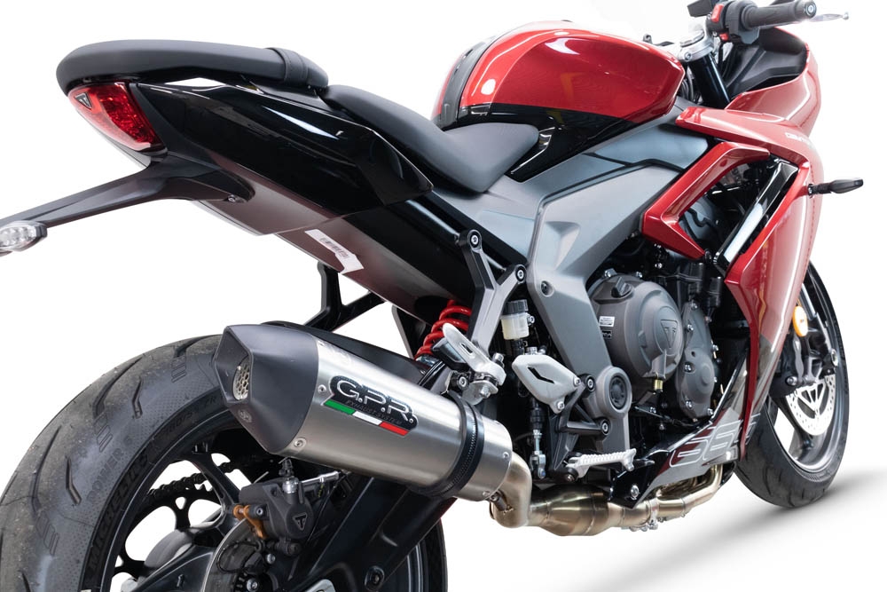 GPR pot echappement compatible avec  Triumph Daytona 660 2023-2025, GP Evo4 Titanium, Homologué et légal, système d'échappement complet avec catalyseur et db killer amovible 