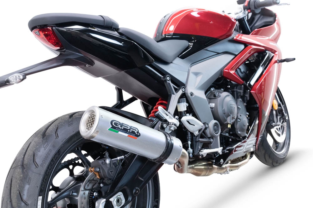 GPR pot echappement compatible avec  Triumph Daytona 660 2023-2025, M3 Inox , Homologué et légal, système d'échappement complet avec catalyseur et db killer amovible 