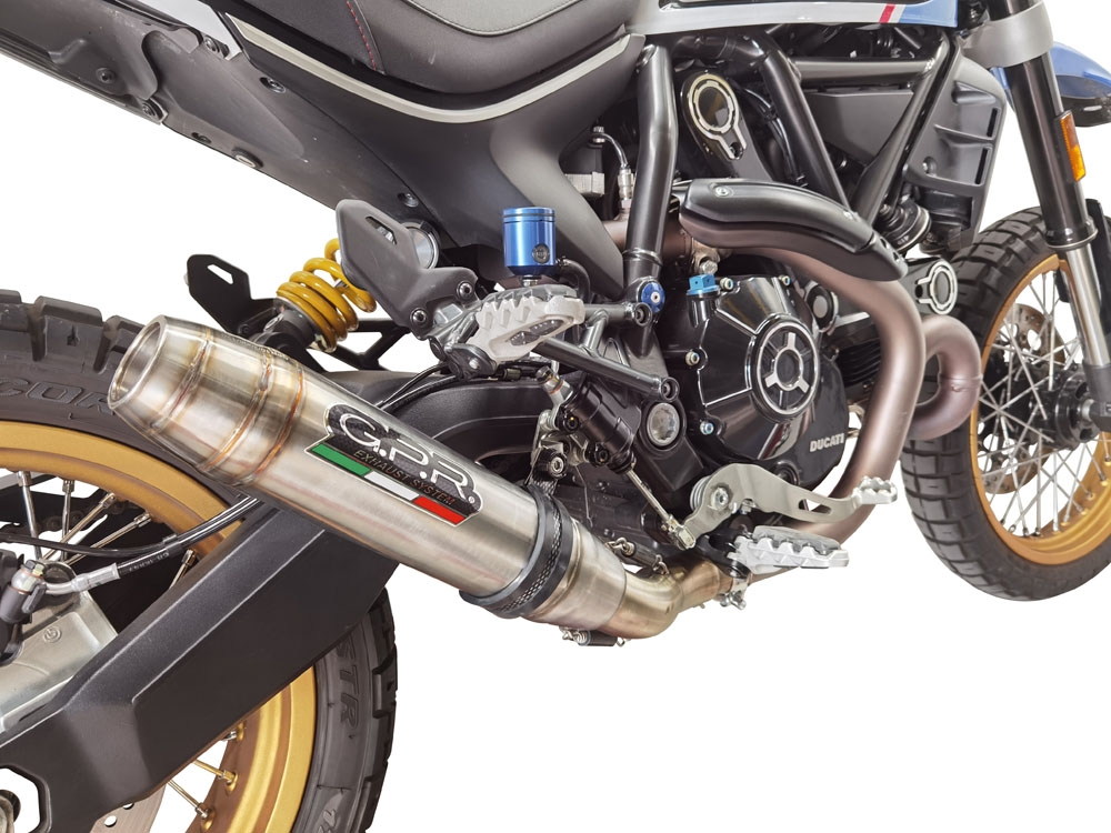 GPR pot echappement compatible avec  Ducati Scrambler 800 Urban Motard 2021-2023, Deeptone Inox, Échappement légal, homologué,silencieux avec catalyseur, db killer amovible et tuyau de liaison spécifique 