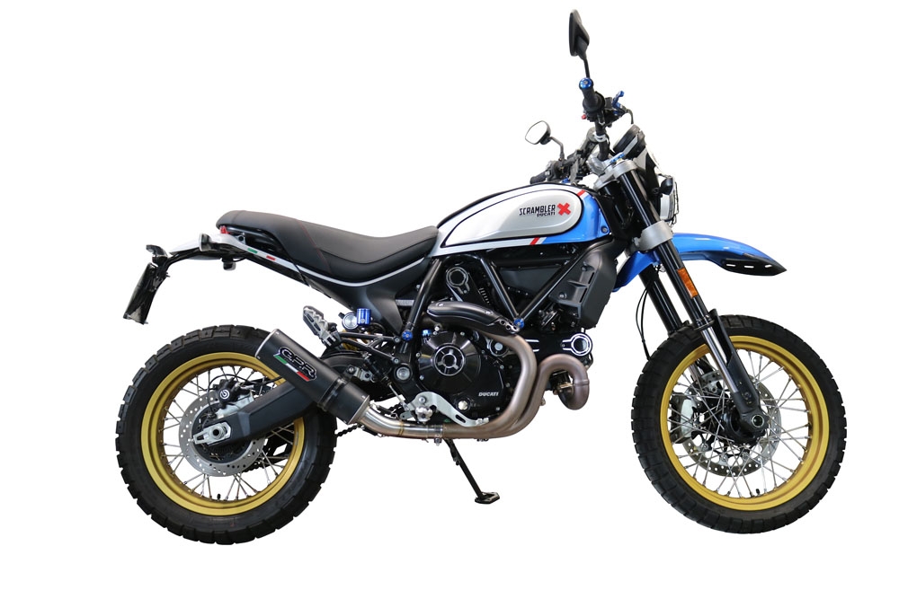 GPR pot echappement compatible avec  Ducati Scrambler 800 Desert Sled -DS Fasthouse 2021-2024, M3 Black Titanium, Échappement légal, homologué,silencieux avec catalyseur, db killer amovible et tuyau de liaison spécifique 