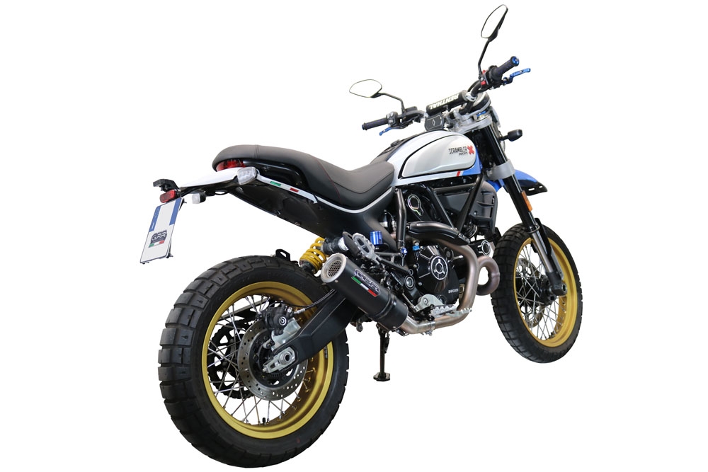 GPR pot echappement compatible avec  Ducati Scrambler 800 Desert Sled -DS Fasthouse 2021-2024, M3 Black Titanium, Échappement légal, homologué,silencieux avec catalyseur, db killer amovible et tuyau de liaison spécifique 