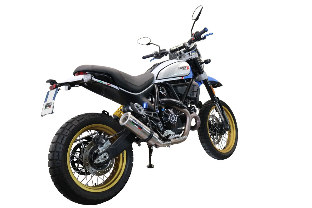 GPR pot echappement compatible avec  Ducati Scrambler 800 Urban Motard 2021-2023, M3 Titanium Natural, Échappement légal, homologué,silencieux avec catalyseur, db killer amovible et tuyau de liaison spécifique 