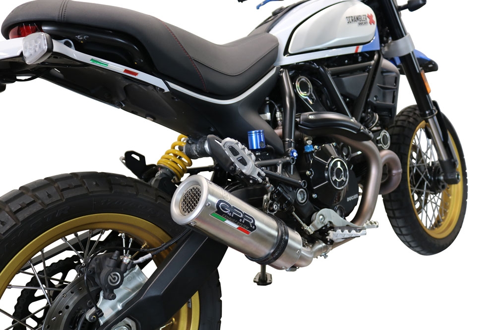 GPR pot echappement compatible avec  Ducati Scrambler 800 Urban Motard 2021-2023, M3 Titanium Natural, Échappement légal, homologué,silencieux avec catalyseur, db killer amovible et tuyau de liaison spécifique 