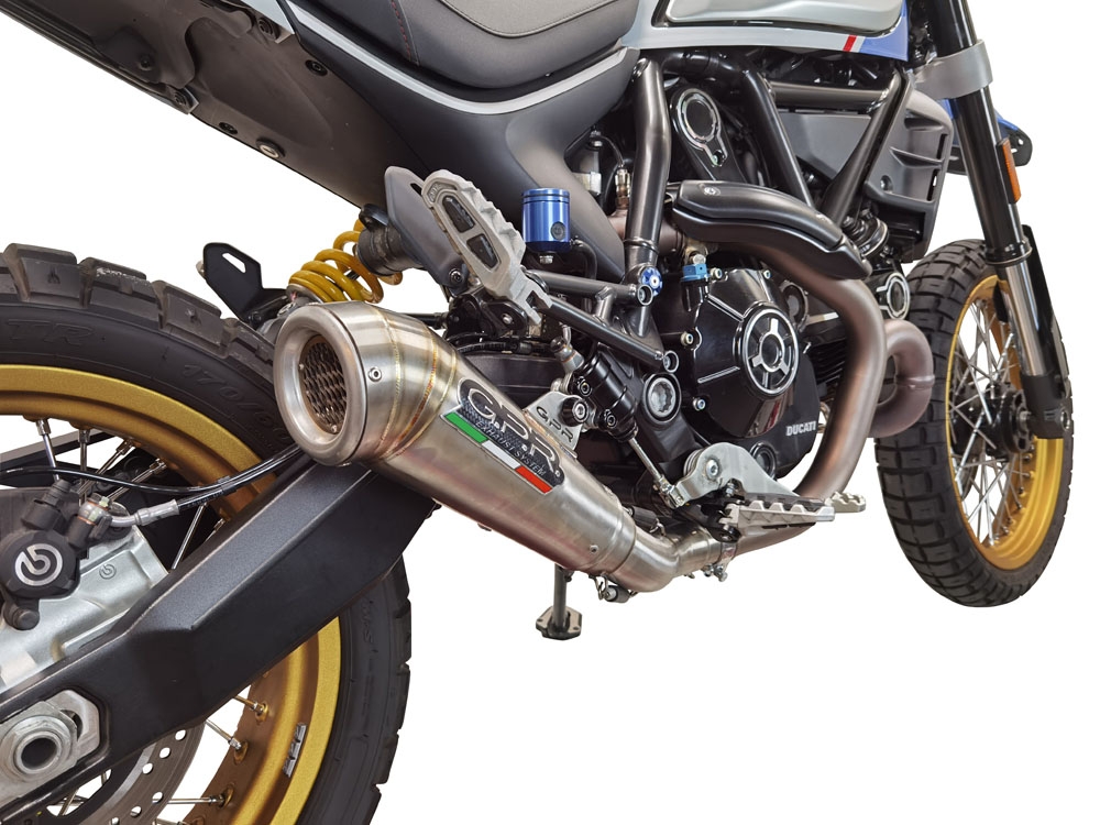 GPR pot echappement compatible avec  Ducati Scrambler 800 Desert Sled -DS Fasthouse 2021-2024, Powercone Evo, Échappement légal, homologué,silencieux avec catalyseur, db killer amovible et tuyau de liaison spécifique 