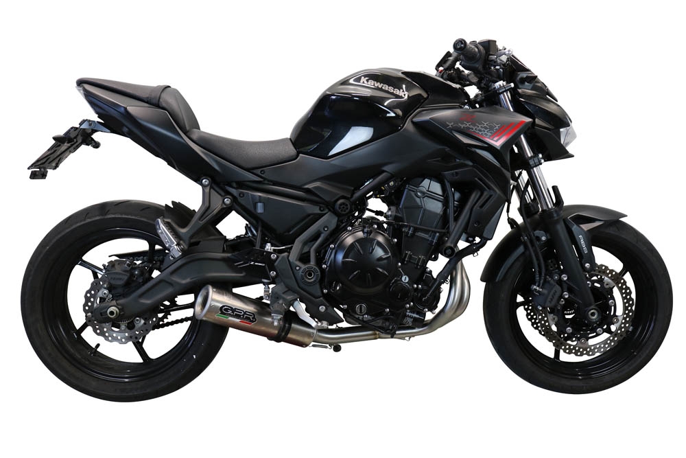 GPR pot echappement compatible avec  Kawasaki Z 650 2017-2020, M3 Inox , Homologué et légal, système d'échappement complet avec catalyseur et db killer amovible 