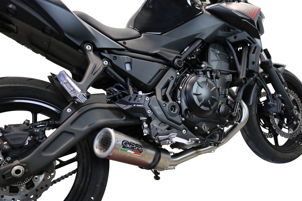 GPR pot echappement compatible avec  Kawasaki Z 650 2017-2020, M3 Inox , Homologué et légal, système d'échappement complet avec catalyseur et db killer amovible 