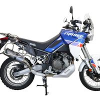 GPR pot echappement compatible avec  Aprilia Tuareg 660 2021-2024, Dual Poppy, Échappement légal, homologué,silencieux avec db killer amovible et tuyau de liaison spécifique 