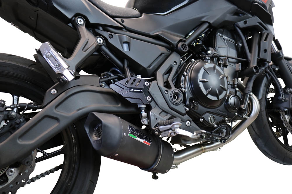 GPR pot echappement compatible avec  Kawasaki Z 650 2017-2020, Furore Evo4 Nero, Homologué et légal, système d'échappement complet avec catalyseur et db killer amovible 