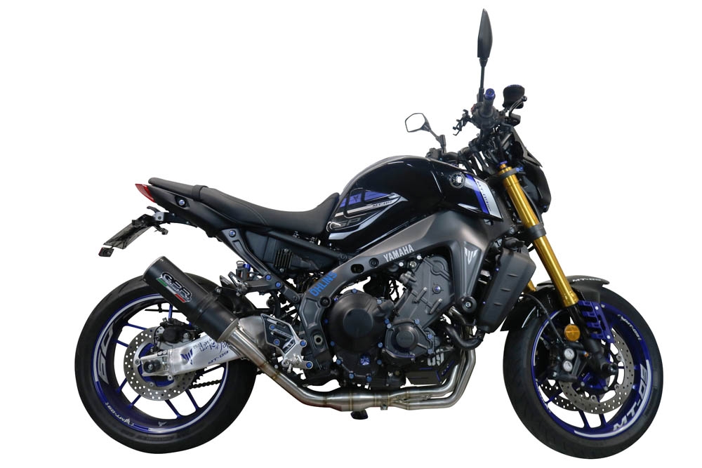 GPR pot echappement compatible avec  Yamaha Mt-09 2021-2023, M3 Black Titanium, Homologué et légal, système d'échappement complet avec catalyseur et db killer amovible 