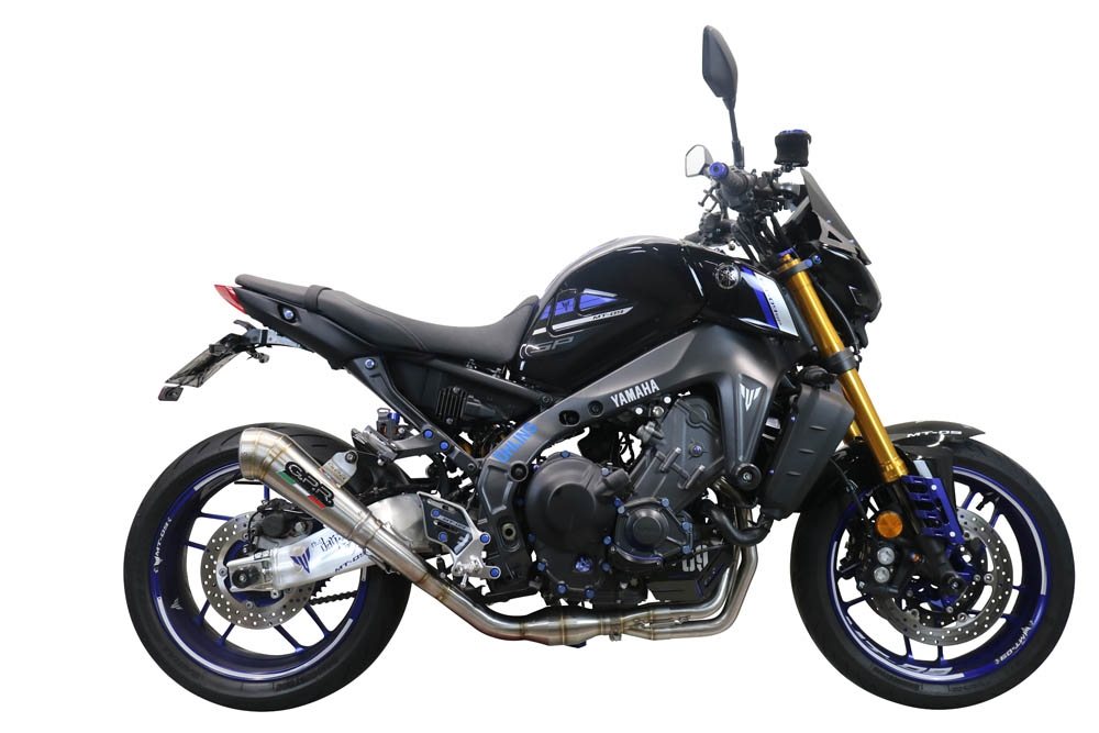 GPR pot echappement compatible avec  Yamaha Mt-09 2021-2023, Powercone Evo, Homologué et légal, système d'échappement complet avec catalyseur et db killer amovible 