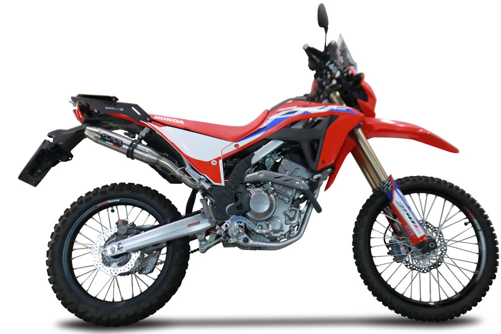 GPR pot echappement compatible avec  Honda Crf 300 L - Rally 2021-2024, Deeptone Inox, Pot echappement racing,silencieux avec db killer et des tuyaux de liaison sans homologation 