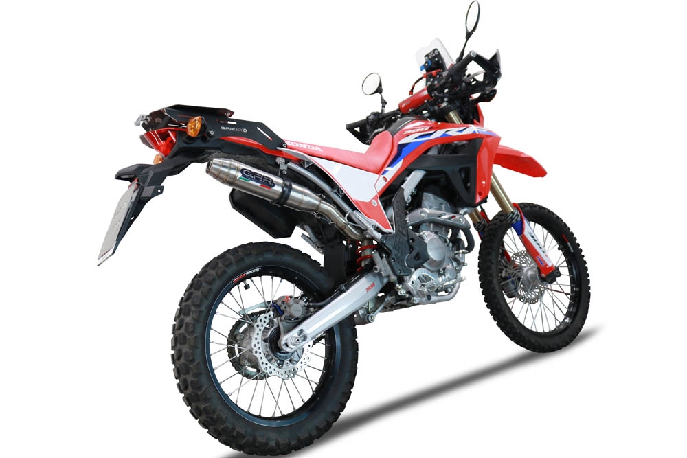 GPR pot echappement compatible avec  Honda Crf 300 L - Rally 2021-2024, Deeptone Inox, Pot echappement racing,silencieux avec db killer et des tuyaux de liaison sans homologation 