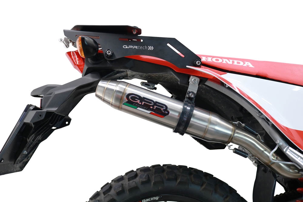 GPR pot echappement compatible avec  Honda Crf 300 L - Rally 2021-2024, Deeptone Inox, Pot echappement racing,silencieux avec db killer et des tuyaux de liaison sans homologation 