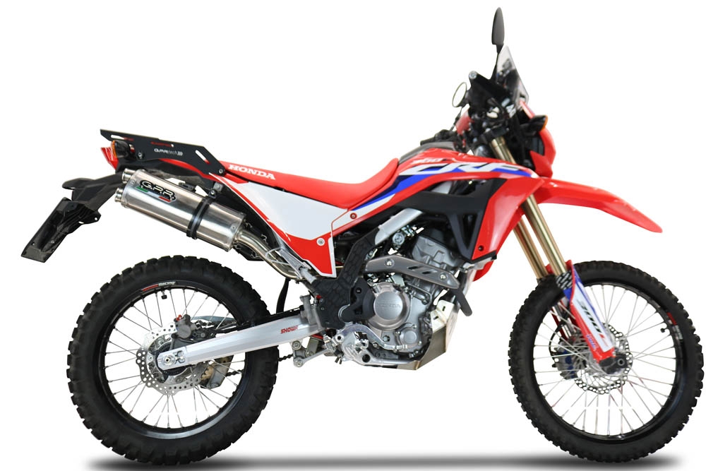 GPR pot echappement compatible avec  Honda Crf 300 L - Rally 2021-2024, Dual Inox, Pot Échappement slip-on homologué, légal, avec db killer amovible, tuyau de liaison et catalyseur 