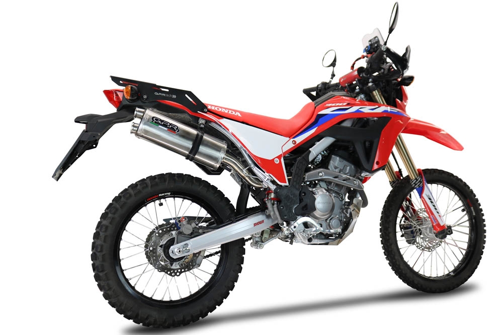 GPR pot echappement compatible avec  Honda Crf 300 L - Rally 2021-2024, Dual Inox, Pot Échappement slip-on homologué, légal, avec db killer amovible, tuyau de liaison et catalyseur 