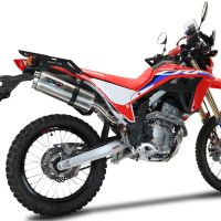 GPR pot echappement compatible avec  Honda Crf 300 L - Rally 2021-2024, Dual Inox, Pot Échappement slip-on homologué, légal, avec db killer amovible, tuyau de liaison et catalyseur 