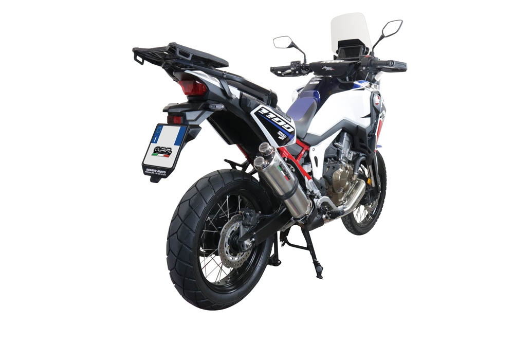 GPR pot echappement compatible avec  Honda Crf 1000 L Africa Twin 2018-2020, Dual Inox, Échappement légal, homologué,silencieux avec db killer amovible et tuyau de liaison spécifique 