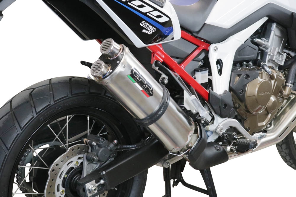 GPR pot echappement compatible avec  Honda Crf 1000 L Africa Twin 2018-2020, Dual Inox, Échappement légal, homologué,silencieux avec db killer amovible et tuyau de liaison spécifique 