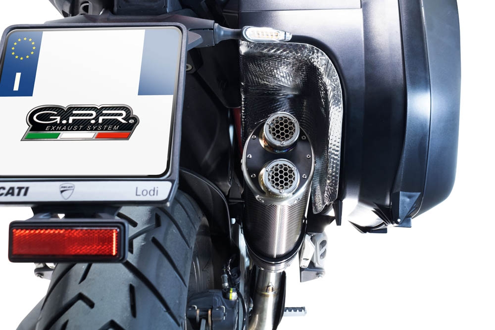 GPR pot echappement compatible avec  Ducati Multistrada V4 - S 2022-2024, Dual Inox, Échappement légal, homologué,silencieux avec db killer amovible et tuyau de liaison spécifique 