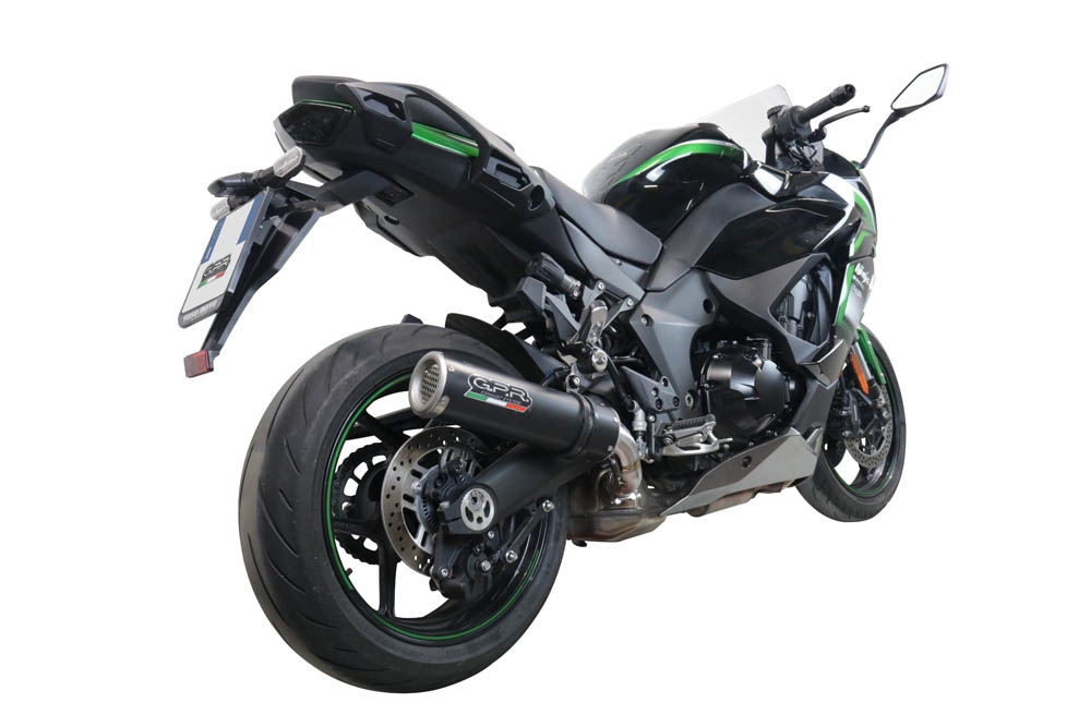 GPR pot echappement compatible avec  Kawasaki Ninja 1000 Sx 2021-2024, M3 Black Titanium, Échappement légal, homologué,silencieux avec db killer amovible et tuyau de liaison spécifique 