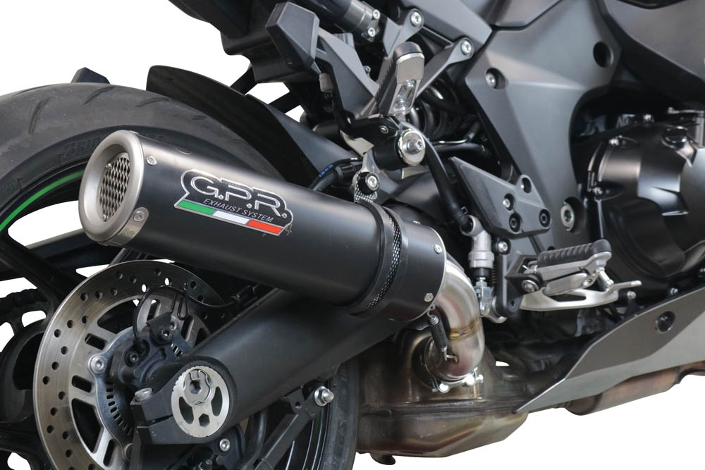 GPR pot echappement compatible avec  Kawasaki Ninja 1000 Sx 2021-2024, M3 Black Titanium, Échappement légal, homologué,silencieux avec db killer amovible et tuyau de liaison spécifique 