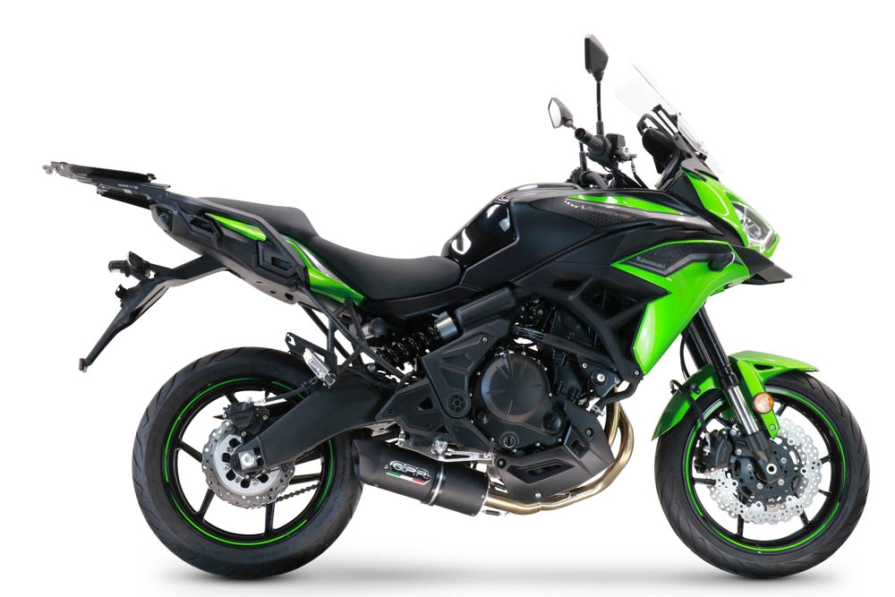 GPR pot echappement compatible avec  Kawasaki Versys 650 2015-2016, Furore Nero, Homologué et légal, système d'échappement complet, avec db killer amovible 