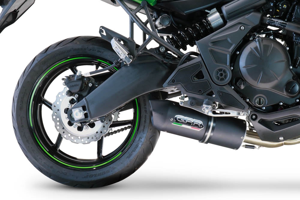 GPR pot echappement compatible avec  Kawasaki Versys 650 2015-2016, Furore Nero, Homologué et légal, système d'échappement complet, avec db killer amovible 