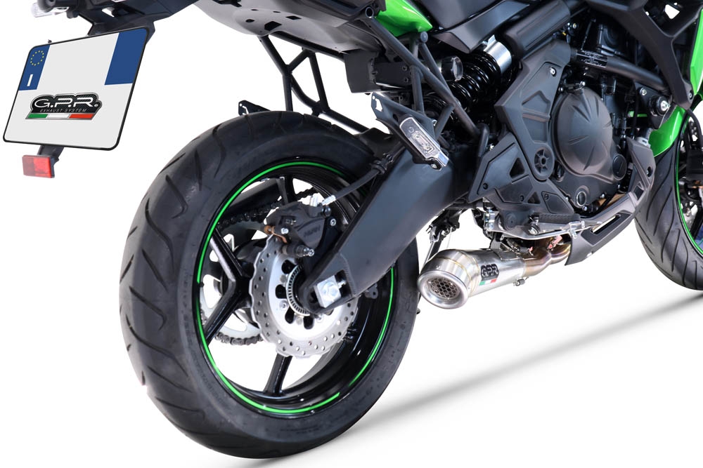 GPR pot echappement compatible avec  Kawasaki Versys 650 2021-2022, Powercone Evo, Homologué et légal, système d'échappement complet avec catalyseur et db killer amovible 