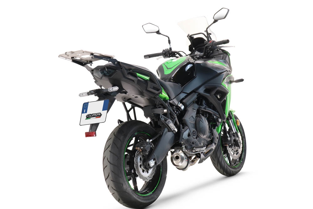 GPR pot echappement compatible avec  Kawasaki Versys 650 2023-2024, Satinox, Silencieux homologué pour bruit, échappement complet avec catalyseur et db killer 