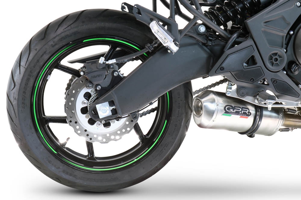 GPR pot echappement compatible avec  Kawasaki Versys 650 2023-2024, Satinox, Silencieux homologué pour bruit, échappement complet avec catalyseur et db killer 