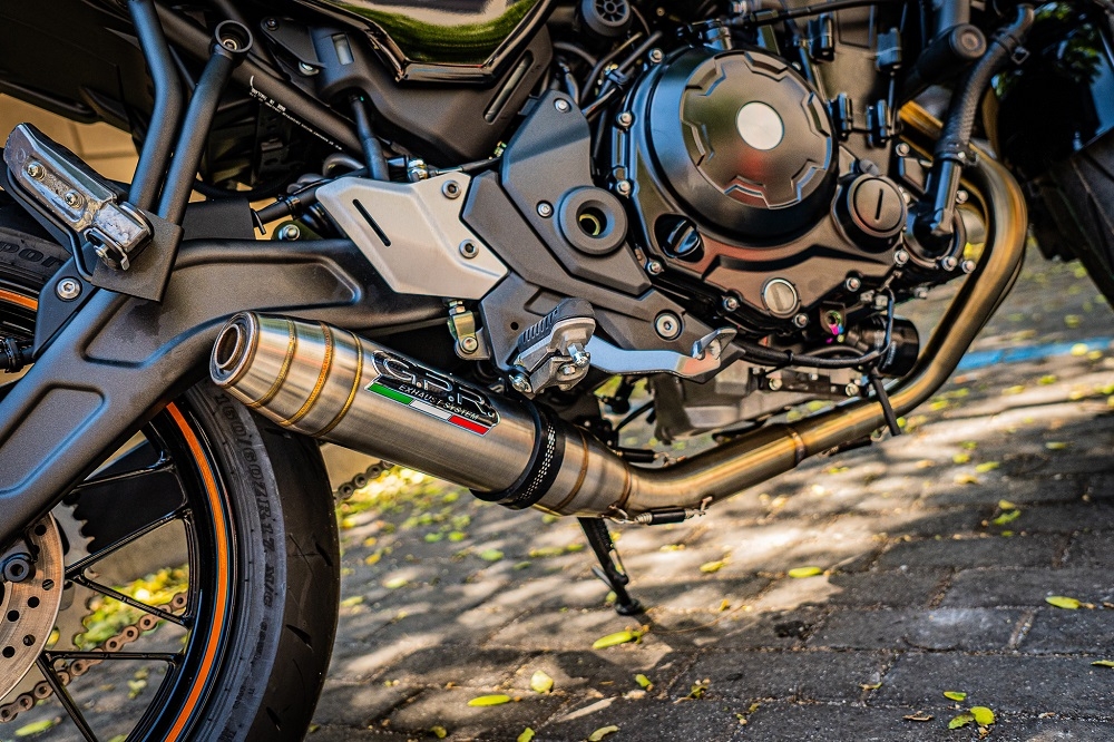 GPR pot echappement compatible avec  Kawasaki Z 650 RS 2021-2023, Deeptone Inox, Silencieux homologué pour bruit, échappement complet avec catalyseur et db killer 