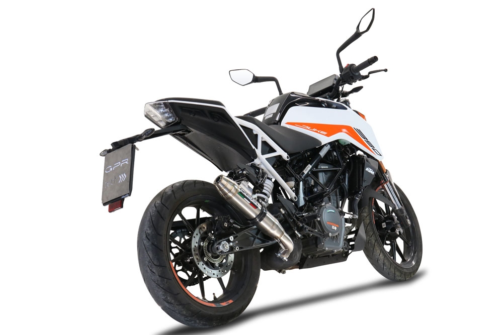 GPR pot echappement compatible avec  Ktm Duke 390 2021-2024, Deeptone Inox, Échappement légal, homologué,silencieux avec db killer amovible et tuyau de liaison spécifique 