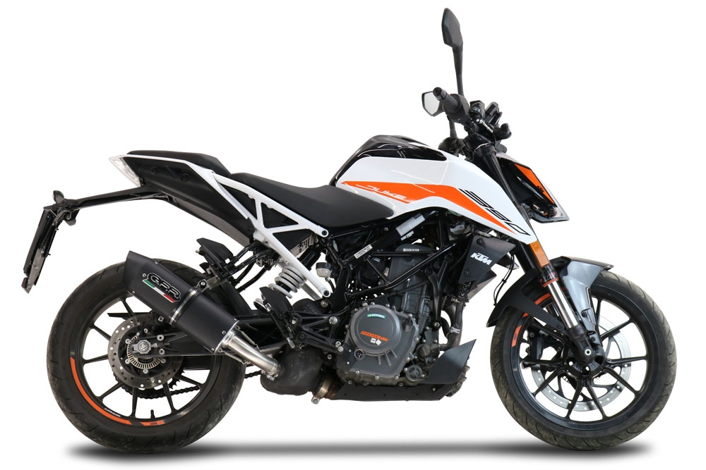 GPR pot echappement compatible avec  Ktm Duke 250 2021-2023, Furore Nero, Pot échappement racing, avec les tuyaux de liaison, article sans homologation 