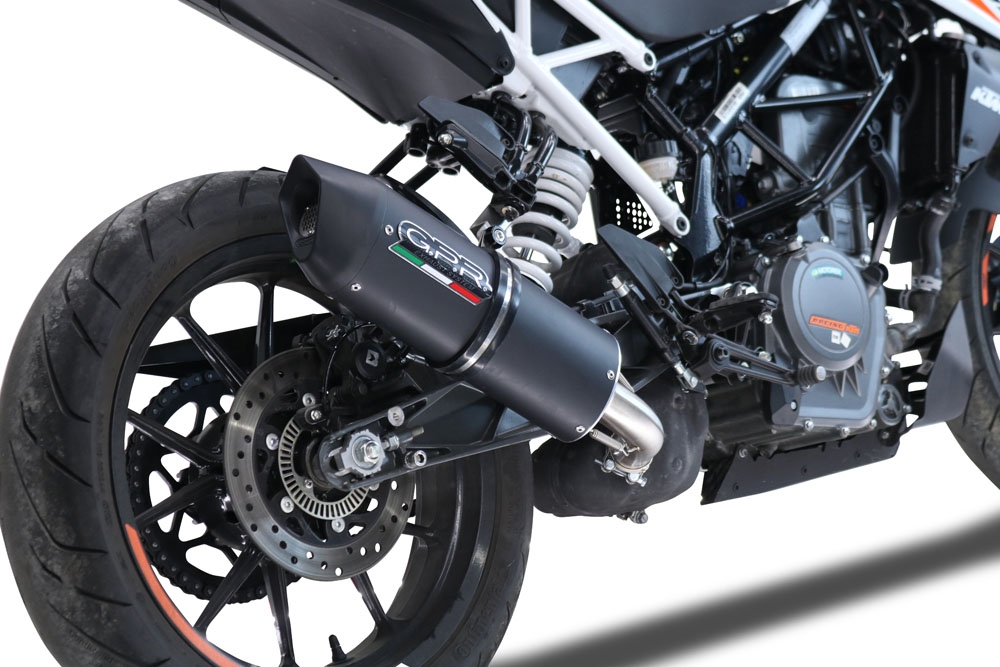 GPR pot echappement compatible avec  Ktm Duke 250 2021-2023, Furore Nero, Pot échappement racing, avec les tuyaux de liaison, article sans homologation 