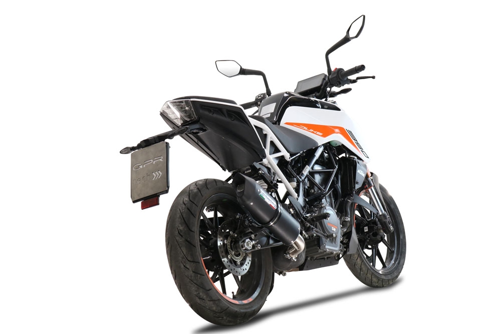 GPR pot echappement compatible avec  Ktm Duke 250 2021-2023, Furore Nero, Pot échappement racing, avec les tuyaux de liaison, article sans homologation 